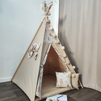 Едноцветна неутрална палатка с дебело килимче - 