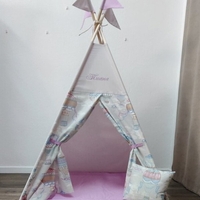 Едноцветна палатка в лилаво за момиче с дебело килимче - Въздушни балони и лила