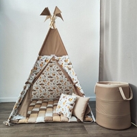 Детска палатка с дебело килимче на квадратчета - 