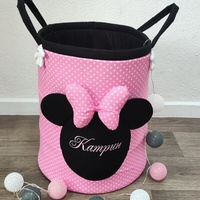 Персонализиран кош за играчки с име – Мини Маус в розово