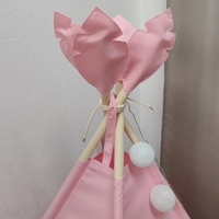 Едноцветна палатка за момиче в розово с тюл и дебело килимче