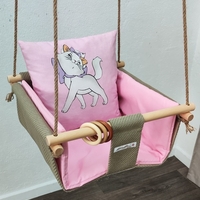 Бебешка стандартна люлка - Коте в розово 3