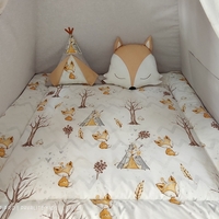 Едноцветна палатка в сиво с дебело килимче  - Лисици в гората