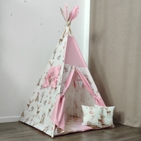 Детска палатка за момиче - Елени в гората в бежово