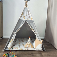 Едноцветна палатка в графитено сиво с дебело килимче  - Лисици в гората