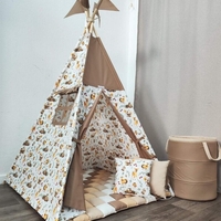 Детска палатка с дебело килимче на квадратчета - 