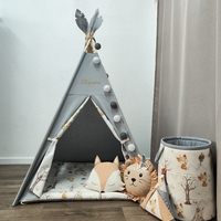 Едноцветна палатка в графитено сиво с дебело килимче  - Лисици в гората