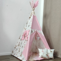 Детска палатка за момиче - Елени в гората в бежово