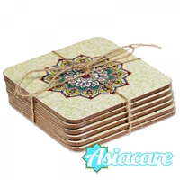 Подложки за чаши Мандала, 6 броя в зелено