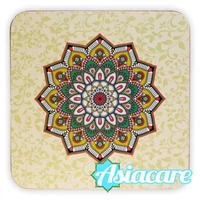 Подложки за чаши Мандала, 6 броя в зелено