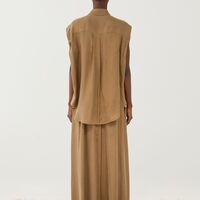 Camel Sleeveless Shirt Set