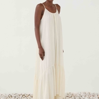 Cream Maxi Dress with Thin Straps