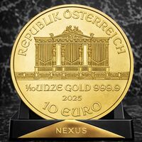 Златна инвестиционна монета 10 Euro Австрия 2025 – Wiener Philharmoniker (1/10 oz)