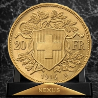 Златна монета Swiss 20 Francs “Helvetia” (7.32 г) 1916
