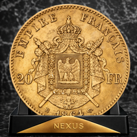 Златна монета 20 франка Наполеон III (6.45 г) 1864