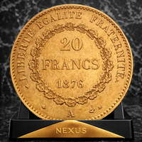 Златна монета 20 френски франка – Франция (Génie / Angel) 1876
