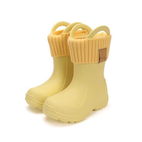 Детски каучукови ботуши за дъжд и сняг с подвижен чорап DD Step Жълти