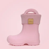 Детски каучукови ботуши за дъжд и сняг с подвижен чорап DD Step Розови