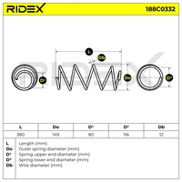 RIDEX 188C0332 Пружина за ходовата част  BMW Серия 1, Серия 3 предна ос, спирална пружина, за автомобили без M-Техника