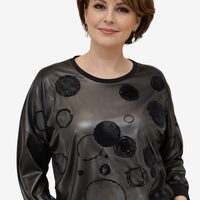 БЛУЗА GIXAS ЧЕРНА КОЖА ТОЧКИ