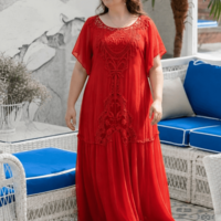 ЧЕРВЕНА МАКСИ РОКЛЯ CHIC SHE С ДАНТЕЛА