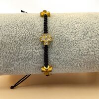 Православна гривна с кръстове – черен конец и златисти елементи