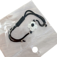 Сребърна гривна 925 с кръст и черен конец