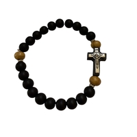 Православна гривна с дървени мъниста и кръст „Йерусалим“