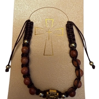 Православна гривна с дървени мъниста и кръст