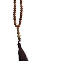 Православна броеница за автомобил с дървени мъниста и кръст