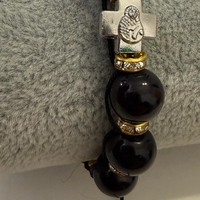 Православна гривна с черни мъниста и кръст Света гора