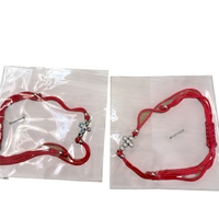 Сребърна гривна 925 с кръст – цветни или бели камъни, червен конец