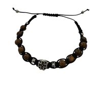 Плетена гривна с метален кръст и дървени мъниста