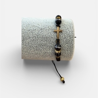 Гривна с православен кръст и черни мъниста