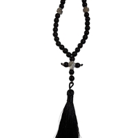 Православна броеница с черни мъниста и пискюл