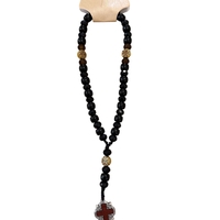 Дървена православна броеница с кръст и пискюл