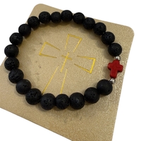 Гривна от вулканичен камък с цветен кръст