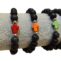 Гривна от вулканичен камък с цветен кръст