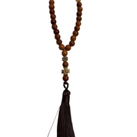 Православна броеница за автомобил с дървени мъниста и кръст