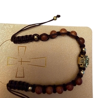 Православна гривна с дървени мъниста и кръст