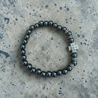 Православна гривна с естествен хематит и кръст