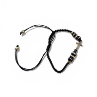 Гривна с православен кръст и черни мъниста