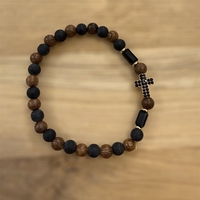 Православна гривна с кръст и черни камъни