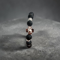 Православна гривна с черни матирани мъниста и кръст