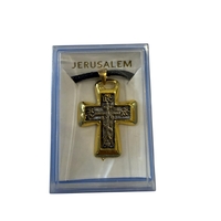 Православен кръст от Йерусалим – златист медальон