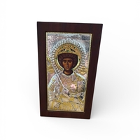 Икона на Св. Георги Победоносец – метална с дървена основа
