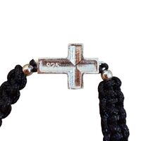 Сребърна гривна 925 с кръст – черна дебела плетка