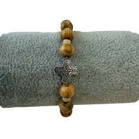 Гривна с дървени мъниста и метален кръст „Пантанаса“