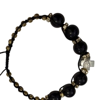 Православна гривна с черни мъниста и кръст Света гора