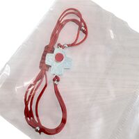 Сребърна гривна 925 с кръст и черен конец